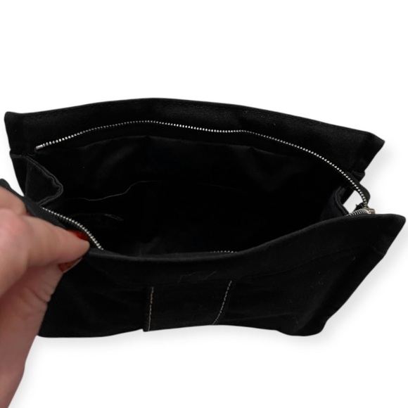 HERMÈS Cosmetic Pouch Toile Fourre-Tout Make Up Bag Black Canvas - Picture 4 of 13